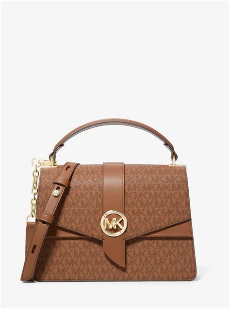 michael kors greenwich medium logo satchel|michael kors manhattan contrast trim.